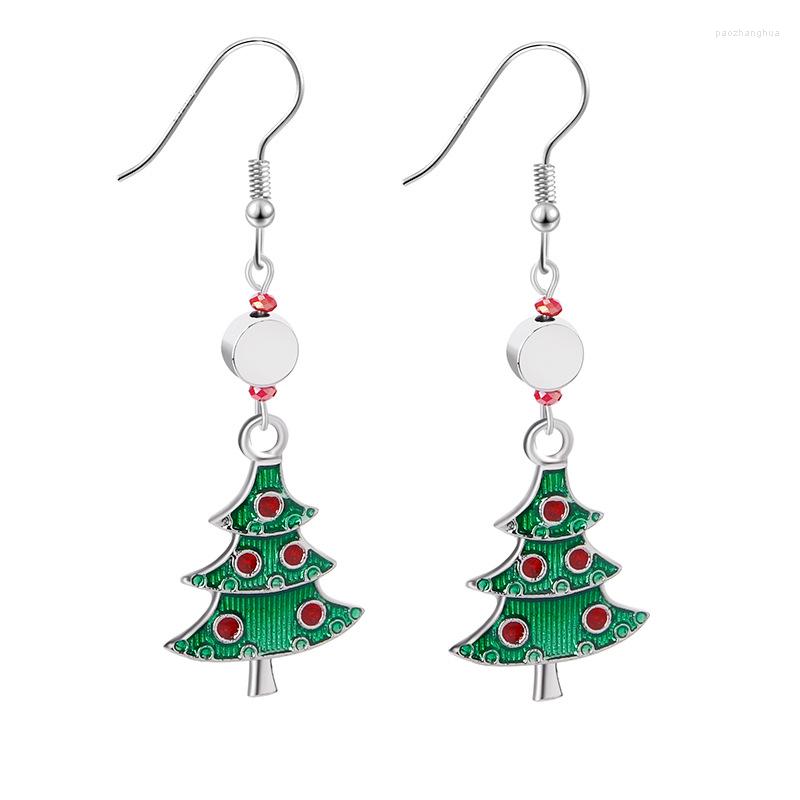 

Dangle Earrings 12pcs/lot Green Rhinestone Christmas Tree Winter For Gifts