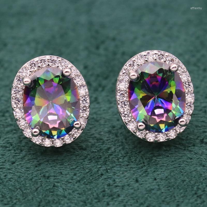

Backs Earrings Mysterious 925 Silver Pierced For Women Birthday Wedding Jewelry Multicolor White Topaz Christmas Gift