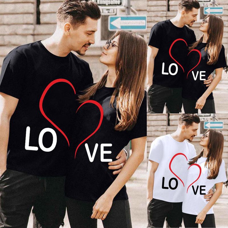 

Men' T Shirts 2022 Couples Leisure T-shirt Short Sleeve Tees Cute Tops Valentine Woman Cotton Love Funny Letter Print