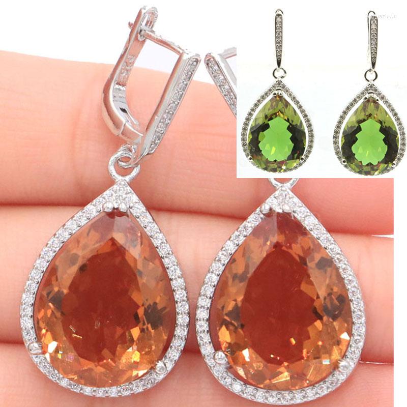 

Dangle Earrings 43x19mm Zultlanile Big 17g Delicate Cut Water Drop Silver Created Color Change Spinel Zircon For Women Wholesale