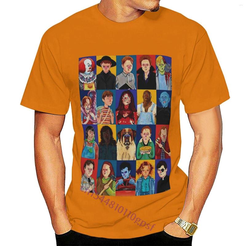 

Men' T Shirts Cotton Fashion O Neck Custom Printed Men Shirt Stephen King Clown Fear Halloween Pennywise Orange Funny Women, Black