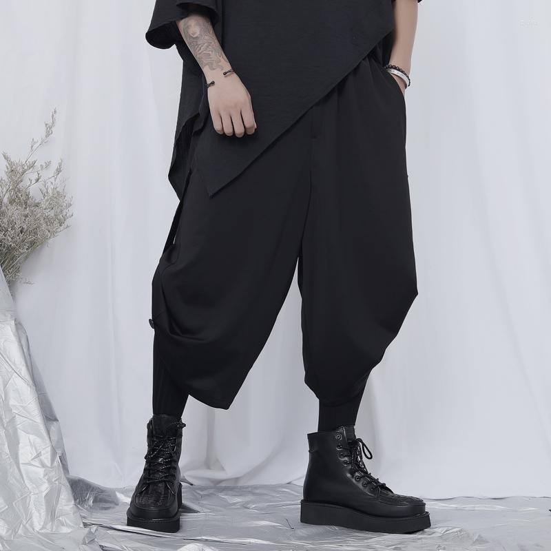 

Men' Pants Men' Hanging Wide Leg Original Casual Dark Mountain Style Double Wear Design Loose Short, Black