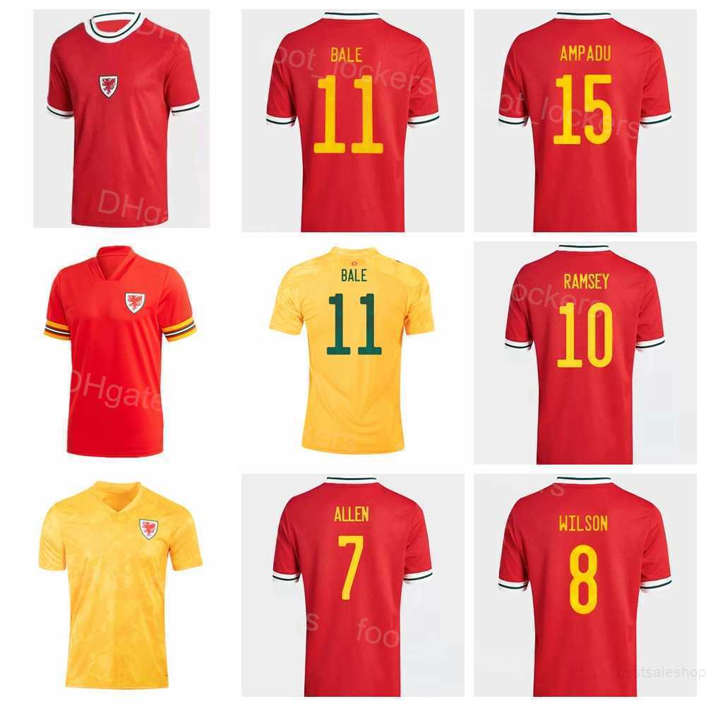 

National Team Wales 20 JAMES Soccer Jersey 11 Gareth Bale 21 MOORE 10 RAMSEY 4 DAVIES 2 GUNTER 15 AMPADU MORRELL WILSON WILLIAMS BROOKS HENNESSEY Football Shirt Kits, Yellow