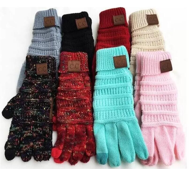 

Party Favor Christmas Gifts CC Knitting Touch Screen Glove Capacitive Women Winter Warm Wool Gloves Antiskid Knitted Telefingers Outdoor