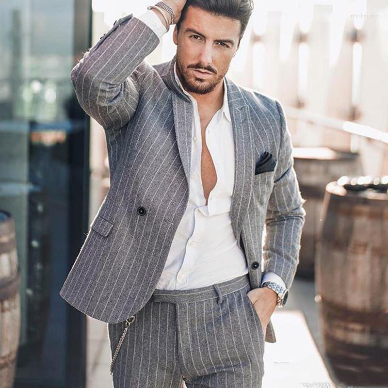 

Men's Suits Light Gray Men Suit Tailor-Made 2 Pieces Blazer Pants Double Breasted Pinstripe Work Wear Formal Business Causal Party Tailored, Black