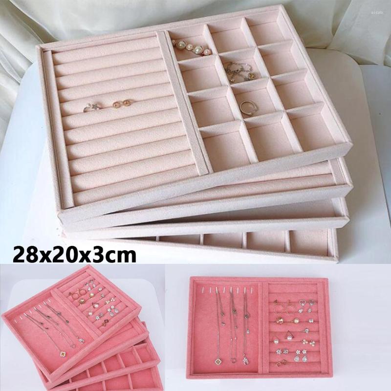 

Jewelry Pouches Display Organizer Case Tray Holder Pink Velvet Ring Necklace Earrings Bangle Storage Box Showcase Stand