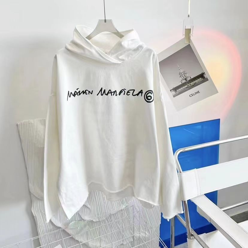 

Men Hoodies and Women White Hooded Sweater Letter Printing Loose Cotton Oversize Long Sleeve 1031
