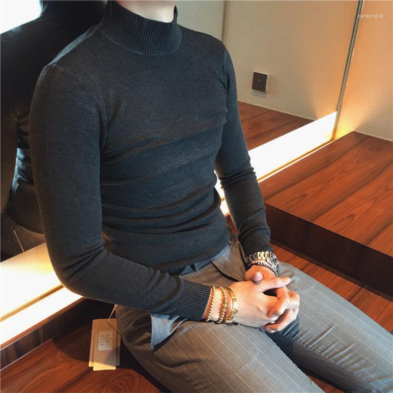 

Men's Sweaters Autumn And Winter Men Turtleneck Pullover Sweater Fashion Solid Color Thick Warm Bottoming Shirt Male Brand Clothes E652, Black