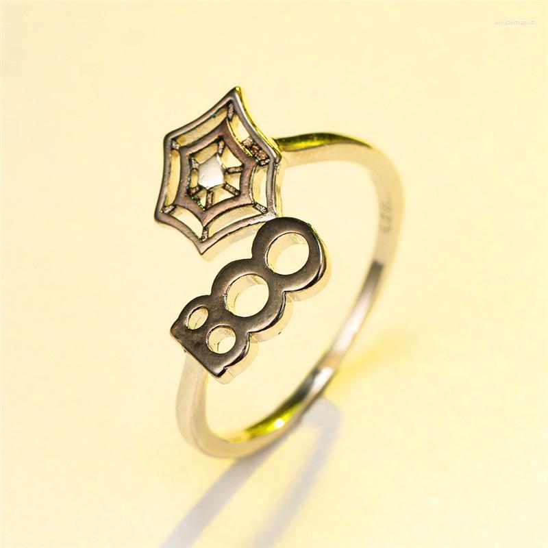 

Wedding Rings Simple Female Male Black Gold Small Ring Trendy Silver Color Adjustable For Women Men Spider Web Thin Party