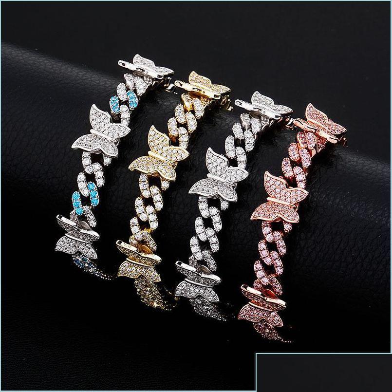 

Chain Link Personalized Butterfly Chains 8Mm Cuban Bracelet Iced Out Bangle Bracelets Hip Hop Charm Jewelry For Wome Otnzo