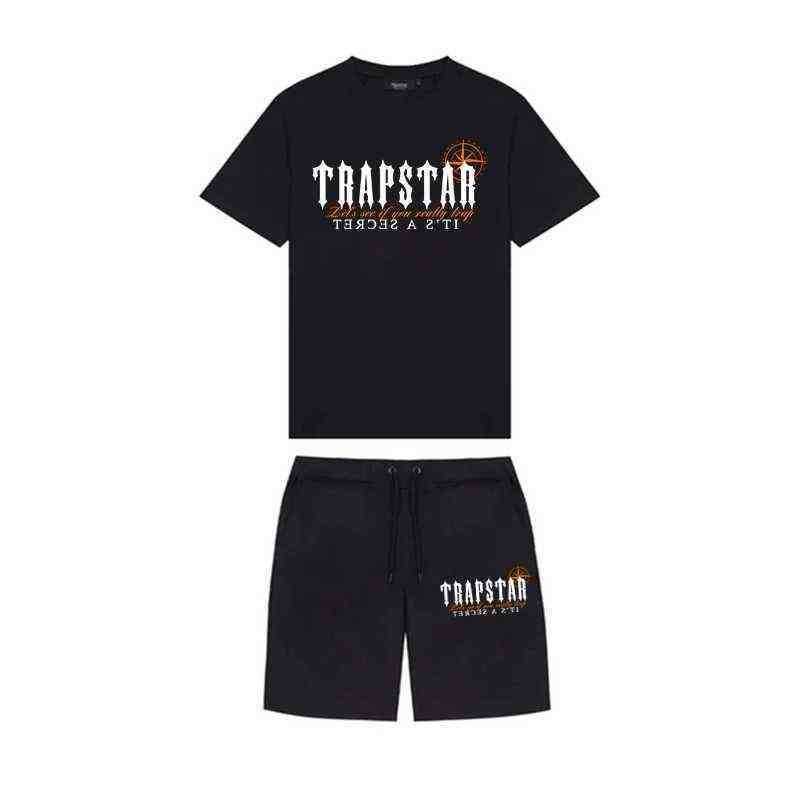 

Trapstar mens shorts and t shirt set Tracksuits fashion couples Towel Embroidery letter men' set Womens Crew Neck Trap Star Sweatshirt Suits 1h, Black