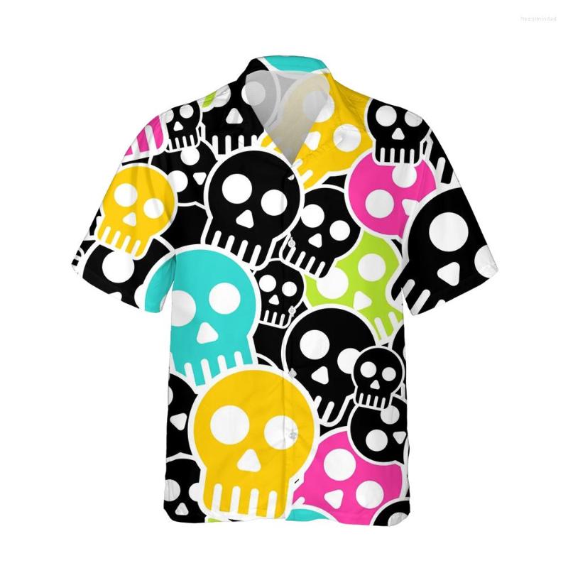 

Men' Casual Shirts Jumeast 3d Harajuku Rock Skull Printed Hawaiian Shirt Mens Fashion Punk Short Sleeve For Men Blouses Loose Streetwear, 05