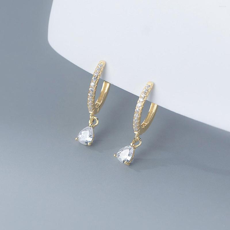 

Hoop Earrings 925 Sterling Silver Teardrop CZ Zirconia Huggie Dangle Drop F434
