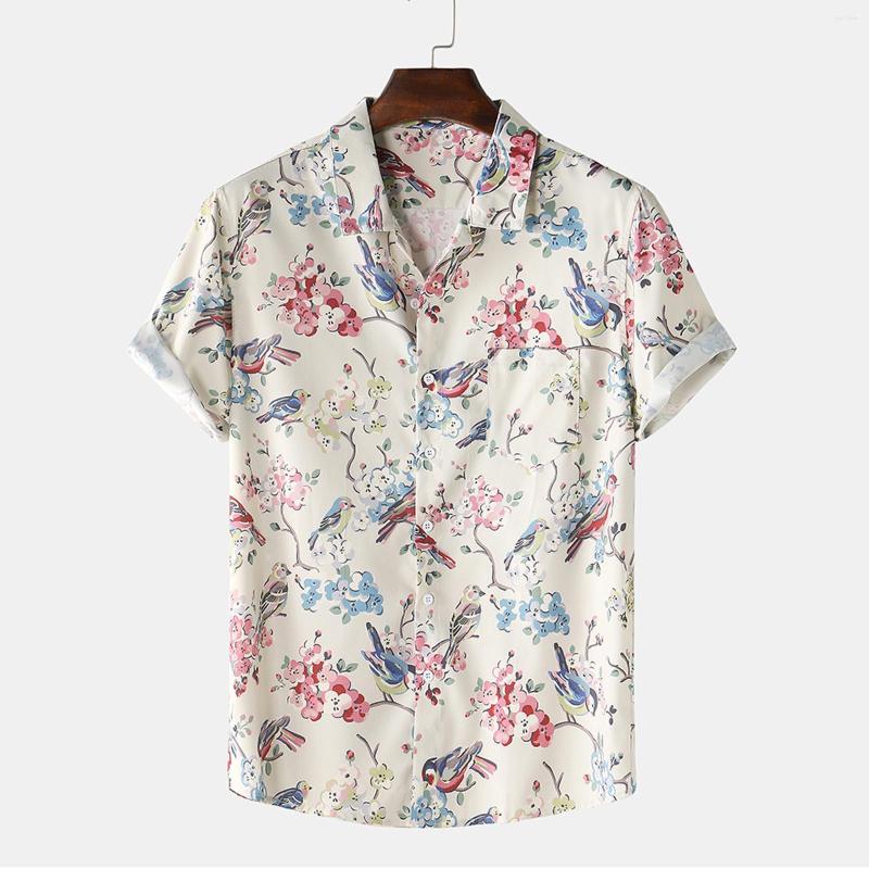 

Men's Casual Shirts Men's Summer Floral Printed Hawaii Shirt Top Vintage Retro Pockets Short Sleeve Blouse Streetwear, Multi