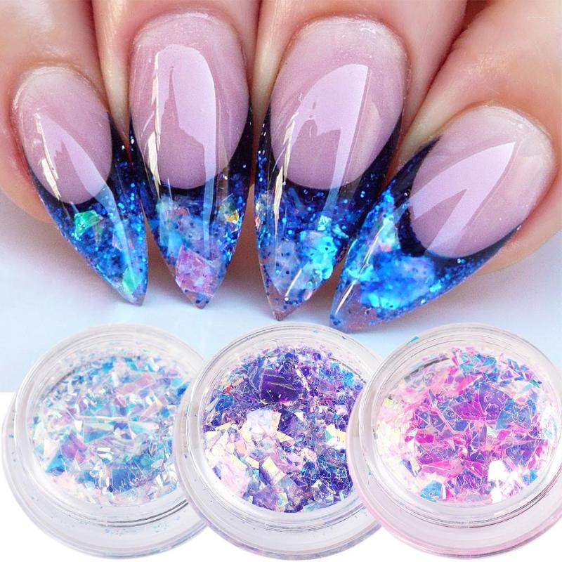 

Nail Glitter 1Jar Aurora Gold Leaf Opal Mylar Flakes Iridescent Sequin Hologram Shatter Glass Shiny Spangle Decoration FBJG