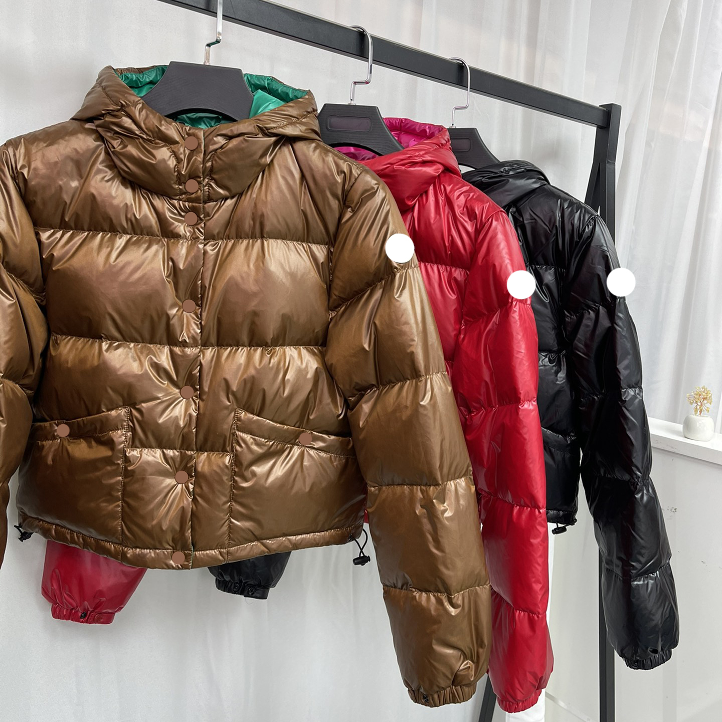 

maya Designer Womens Down Jacket Embroidered Badge man Hooded Light crew neck Winter coat Warm Puffer coat size /2/3/4, Black