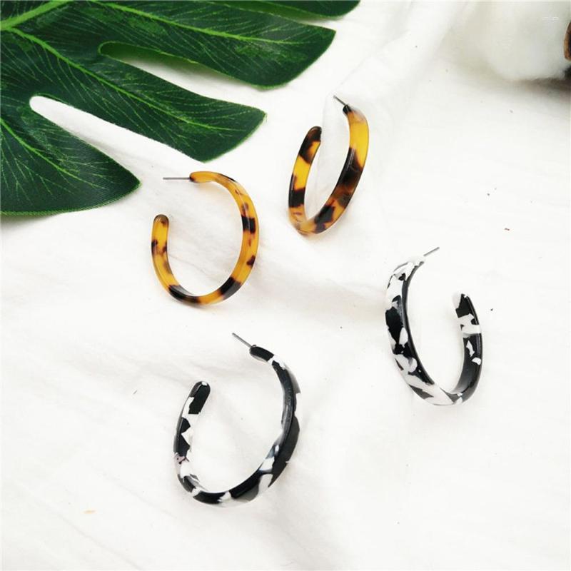 

Hoop Earrings Fashion Acrylic C Shaped Earring Round Circle Resin For Women Girl