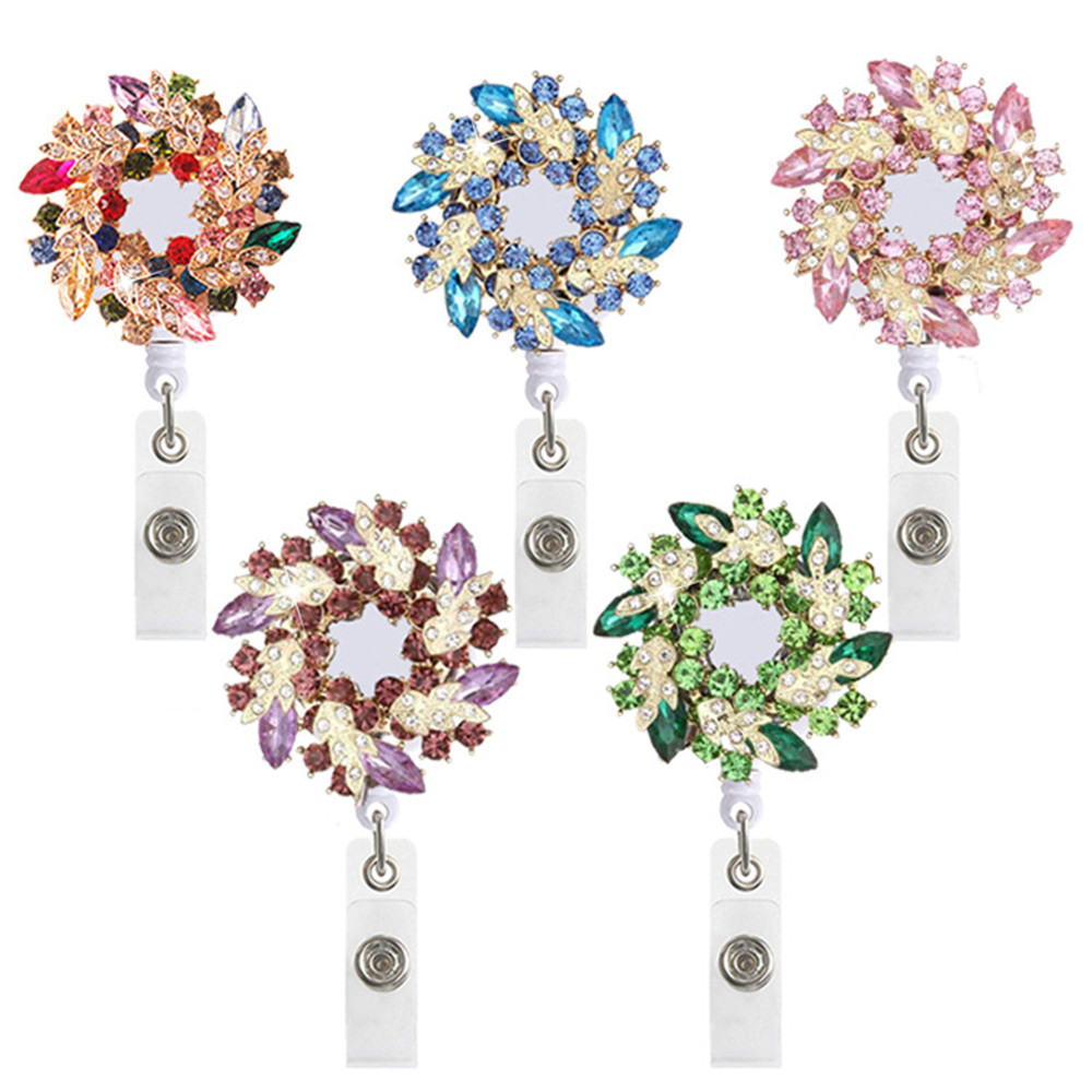

Key Rings Fashion Cute Rhinestone Retractable Nurse Badge Reel Clip Holder Students Doctor Id Card Flower Design Teacher Gift Drop D Smtw4