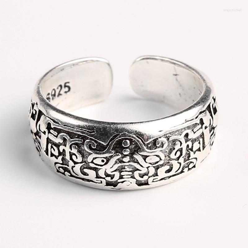 

Cluster Rings Vintage Divine Beast For Men Adjustable Animal Open Antique Silver Color Ring Male Engagement Punk Jewelry Gift