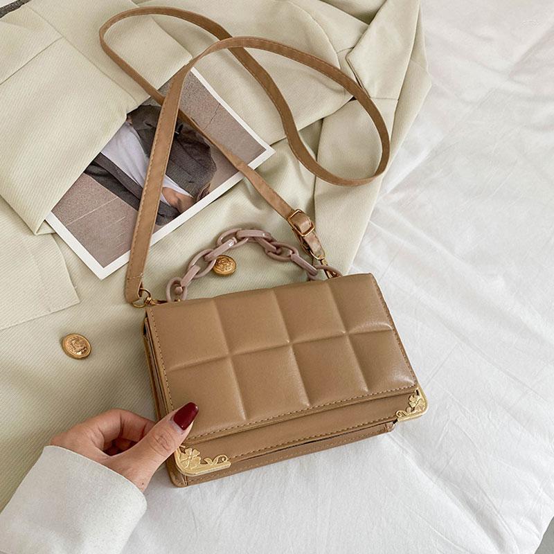 

Evening Bags Simple Solid Color Handbags For Women Designer Square Single-Shoulder Bag Fashion Trend Chain Women's Small Crossbody, Beige