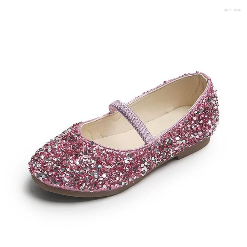 

Flat Shoes 2022 Spring Girls' Leather Princess Non-Slip Soft Bottom Wear-Resistant Little Baby Sequined Children's, Blue