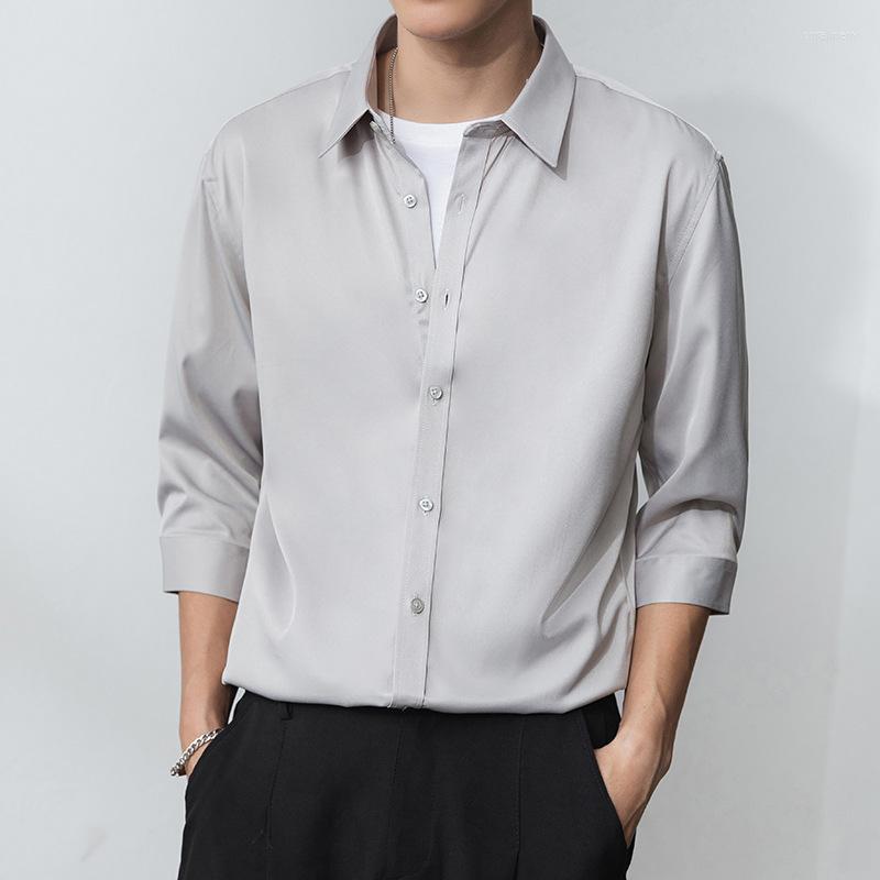 

Men's Casual Shirts Spring Summer Shirt Men Fashion Grey Long Sleeve Youth Plus Size Boys Business Office Wear Button Up Top 3xl, White