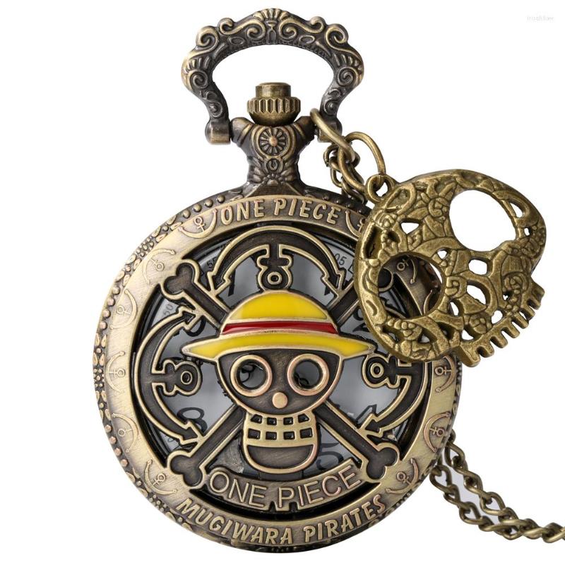 

Pocket Watches Classic Anime Necklace Watch Quartz Movement Vintage Bronze Pendant Clock Gifts For Boy Girls, With pendant