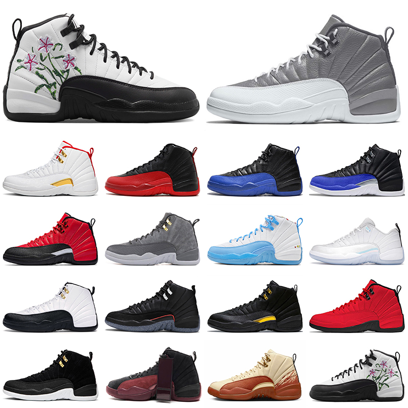 

Jumpman 12s 12 Basketball Shoes Mens Womens Burgundy Crush Burnt Sunrise Floral Stealth Utility Playoffs 2022 men women Sports Trainers Sneakers, University gold