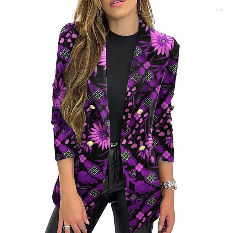 

Women' Suits Women Elegant Blazer Autumn Winter Print Suit Single Breasted Long Sleeve Coat Office Wear Jacket Fall Clothes, Blue