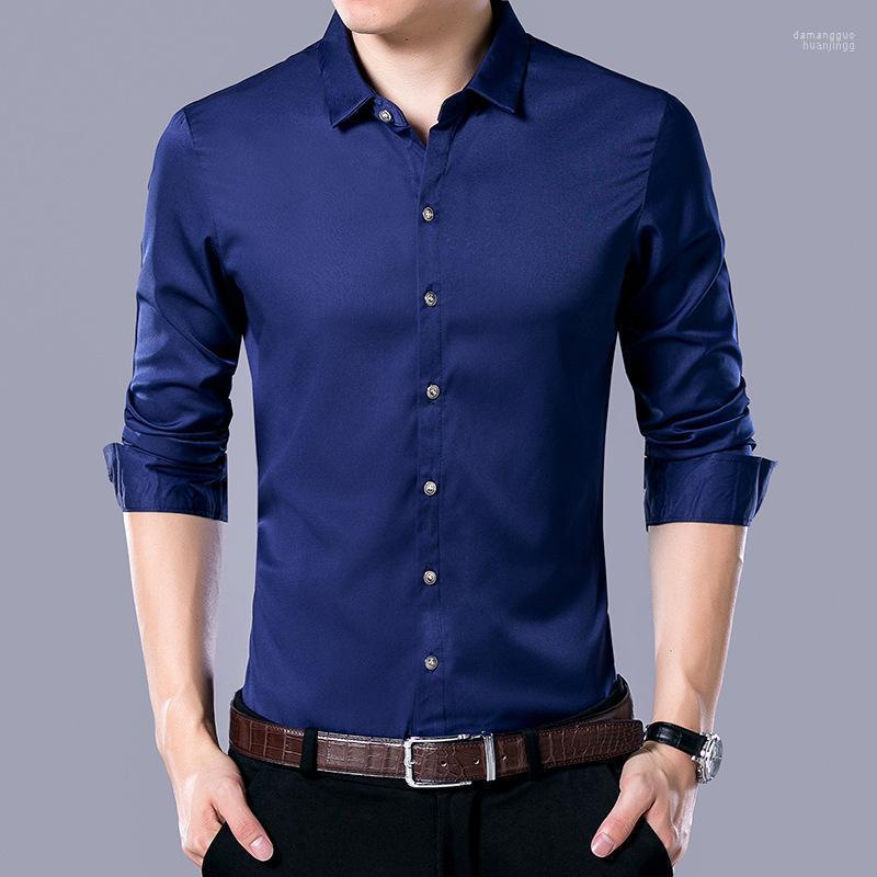 

Men's Casual Shirts Men's Autumn Shirt Business Wear Solid Color Slim Long-sleeved Work Clothes, Purple
