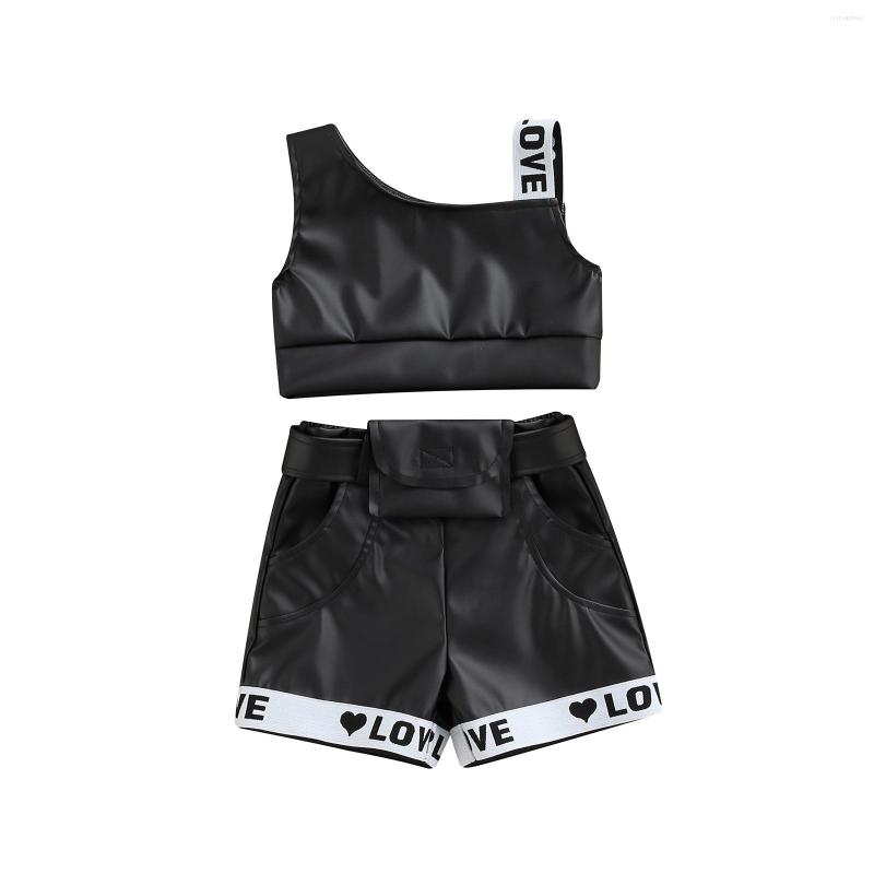 

Clothing Sets Valentine Children Infant Kids Baby Girl Summer Shorts Suit One Shoulder Straps Sleeveless Short Tops Small Bags 0-5T, Picture shown