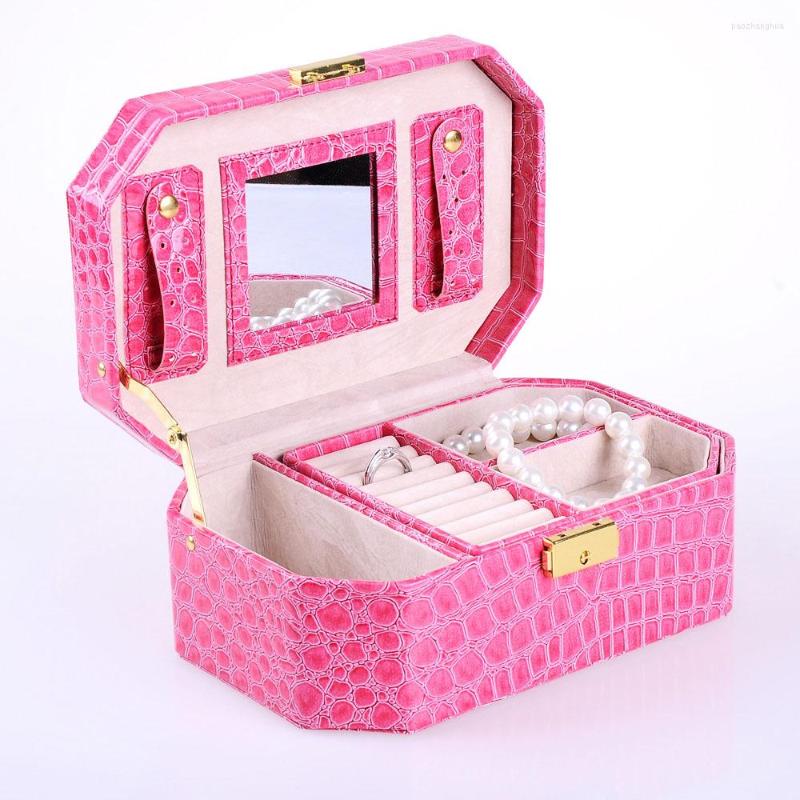 

Jewelry Pouches Mirrored Square Organizer Box Travel Display Holder Earring Ring Necklace Storage Case For Women