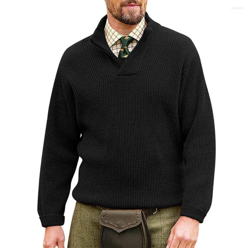 

Men's Sweaters Stylish Spring Sweater Anti-shrink Loose Neck Protection Casual Men Winter Thermal, Black