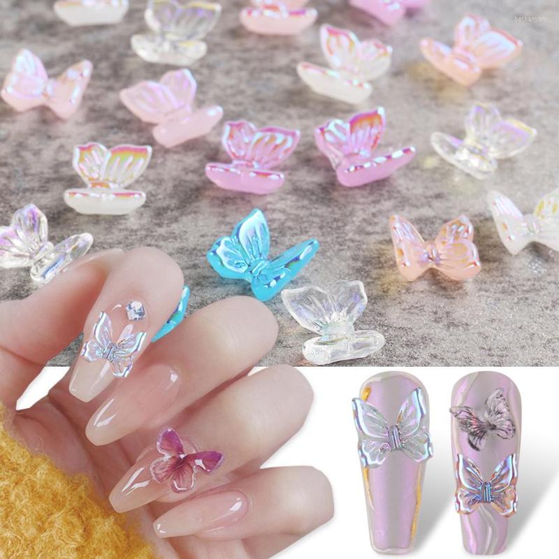 

Nail Art Decorations 8pcs 3D Colorful Butterfly Rhinestones For Nails Magic Aurora Ornament DIY Charms Manicure Accessories LY1860