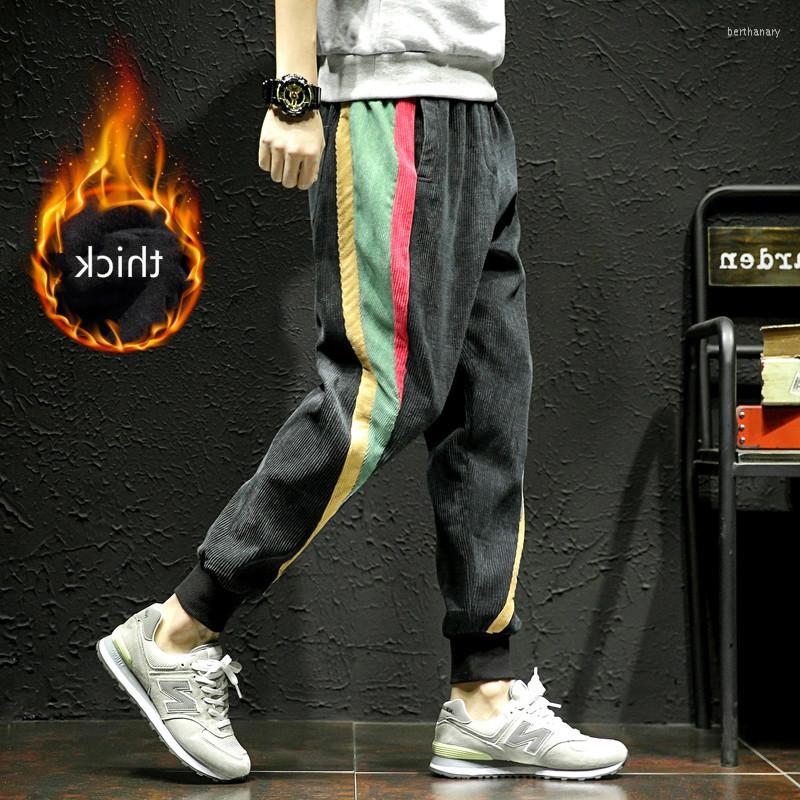 

Men's Pants Corduroy Men Warm Baggy Harem Winter Fashion Casual Striped Jogger Trousers Loose Japanese Streetwear Male 5XL, Black thin autumn