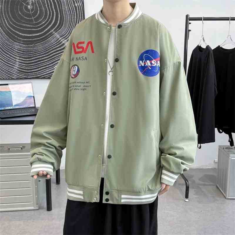 

hoodieLarge Baseball Jacket Men's Autumn Fashion Vintage Coat Ins Spring and Casual Clothes, White