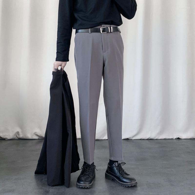 

Men's Suits Men's & Blazers Pants Male Korean Version Of The Trend Spring And Summer Nine-point Small Trousers Men's Slim Drape, Nine light gray