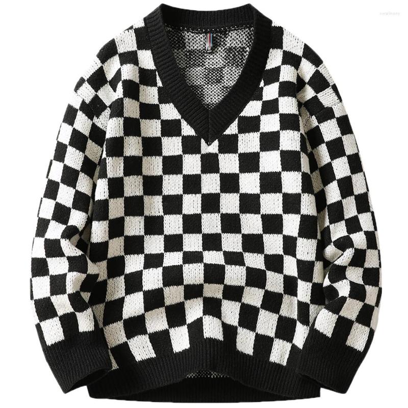 

Men's Sweaters 2022 Chess Vintage Hip Hop Loose Pullover Sweater Oversized Knitted Women And Men Hipster Jersey Unisex Pull Jumper 061, Black
