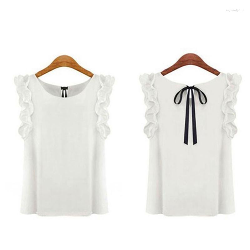 

Women's Blouses Women Butterfly Short Sleeves Shirt Summer Bow Lace Up Solid Female Tops Ruffle Round Neck Pullover Vintage Blusa, Yellow