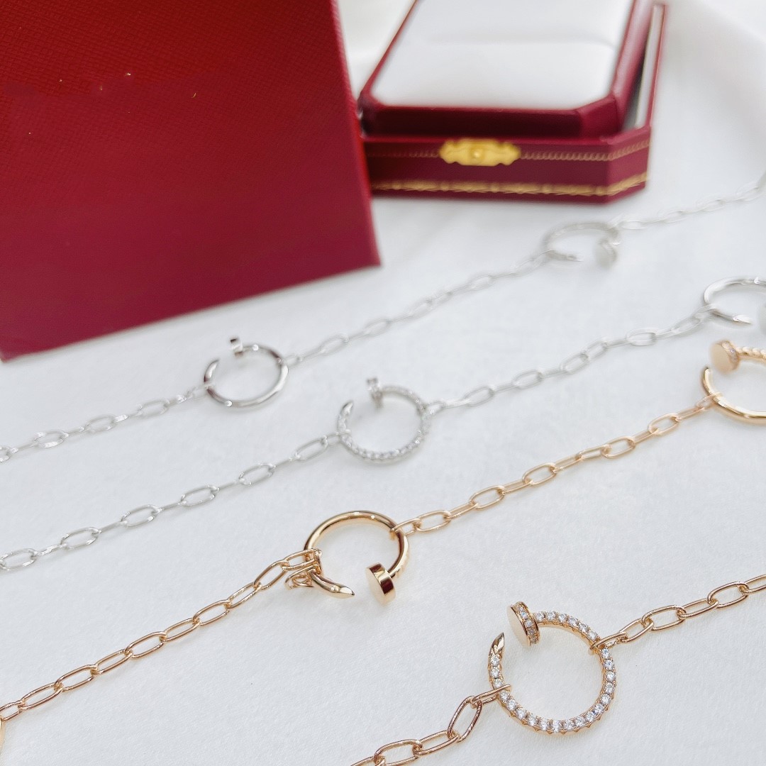 

Luxury Designer Pendant Necklace Germany V Gold Juste Full Crystal Nail 6 Charms Long Sweater Chain Necklace For Fashion Women Jewelry With Box