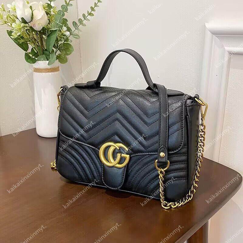 

Top Quality Handbags Women Marmont Leather Chain Shoulder Bags GG Luxurys Designers Crossbody Bag Fashion Ladies Handbag Tote Woman Wallet 5 Color 547260, G1-red
