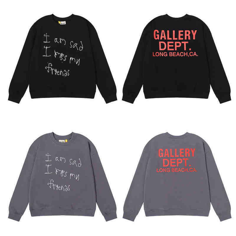 

i Designer Fashion 2022 Multi Cotton t Am Shirt Fashion Brand Galery Deps High Quality Sad Miss My Friends Men' and Women' Sweaters, Black