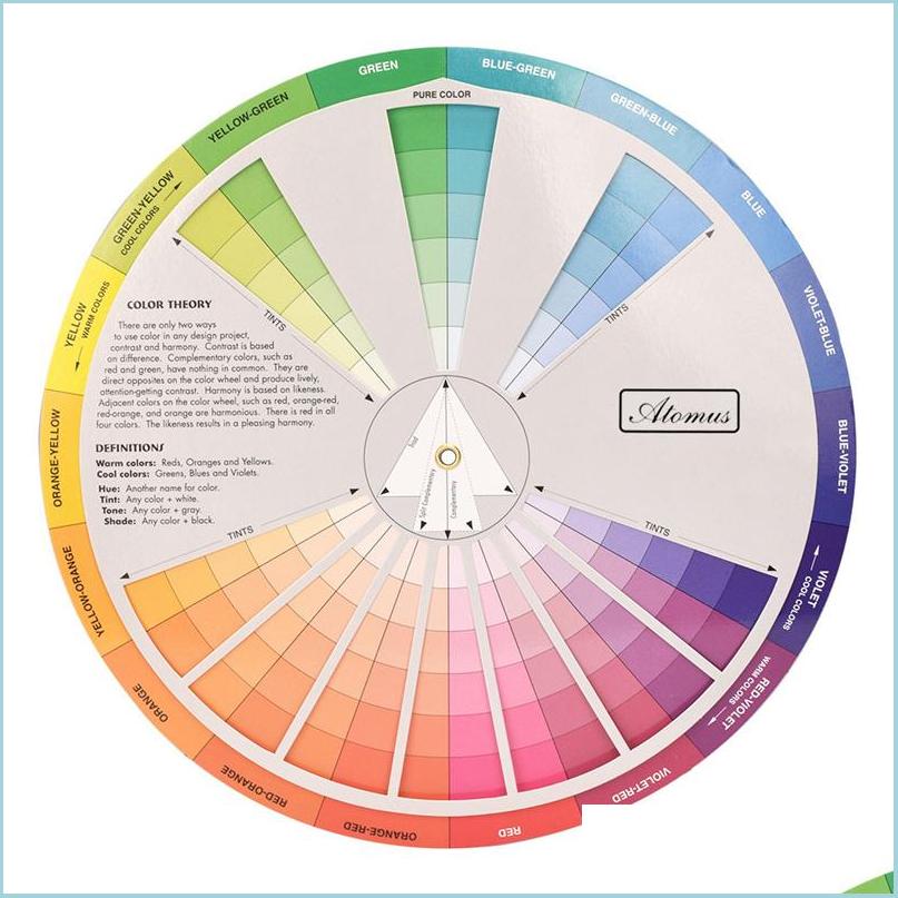 

Permanent Makeup Inks Professional Paper Card Design Color Mixing Wheel Ink Chart Guidance Round Central Circle Rotates Tattoo Nail Dhe95