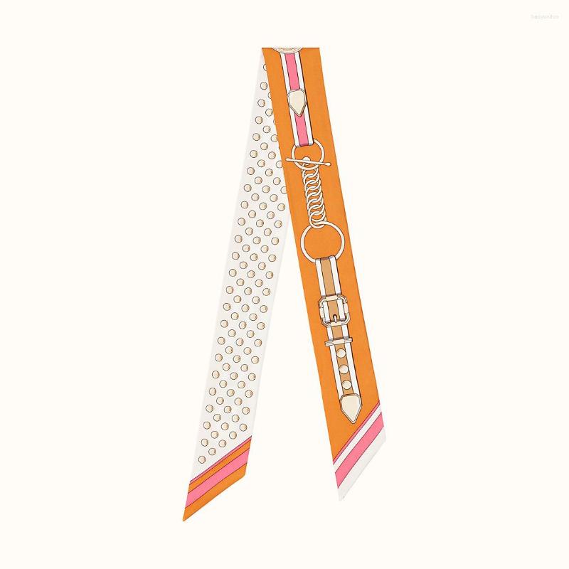 

Scarves 2022 Brand Design Belt Dot Silk Women Skinny Bag Scarf Fashion Neckerchief Hijab Hair Warps For Ladies