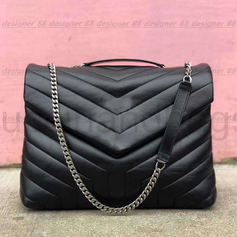 

Top quality genuine leather LOULOU Shoulder bags luxury designer Large Shape Flap Chain Bag Handbag Women handbags Clutch Messenger Tote, Black gold