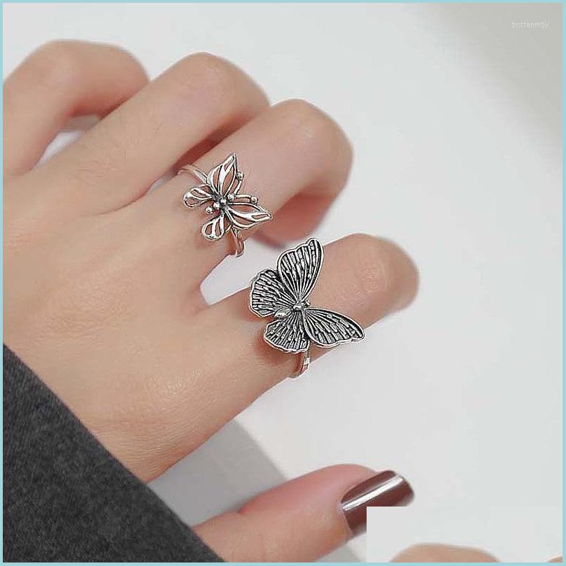 

Cluster Rings Cluster Rings Vintage Butterfly For Women Girl Copper Opening Index Finger Accessories Cute Buckle Joint Tail Ring Fas Dhsqm