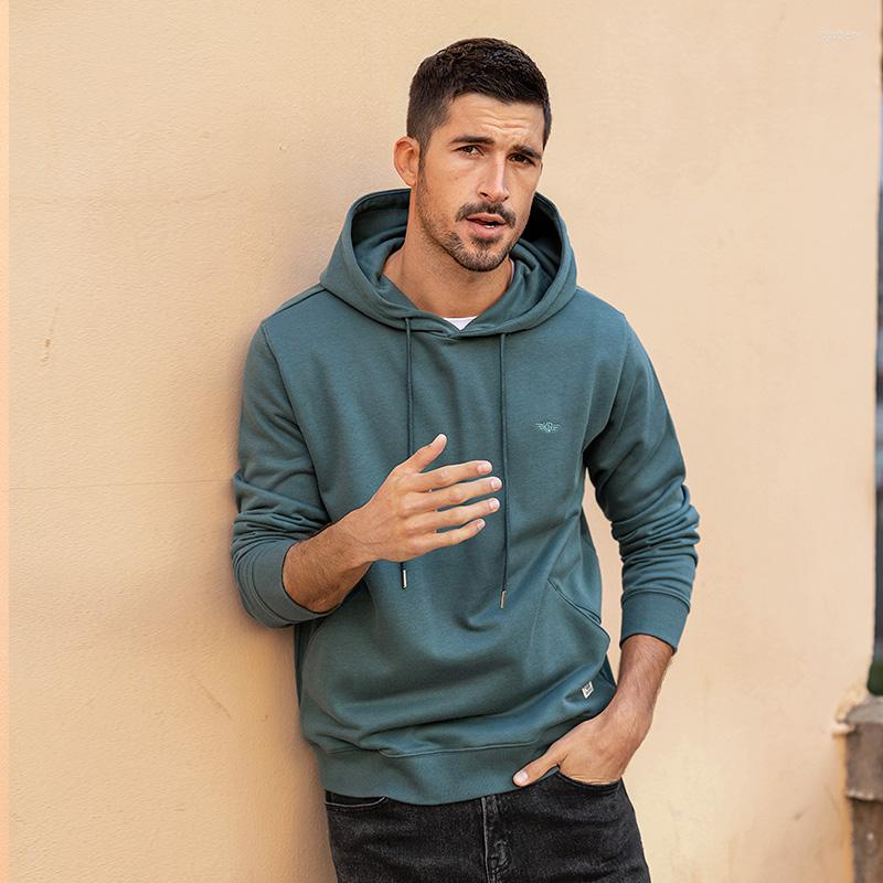 

Men's Hoodies KUEGOU 2022 Autumn Casual Minimalist Men Quality Sweatshirt Solid Fashion Hip Hop Streetwear Top Plus Size 60120, Black