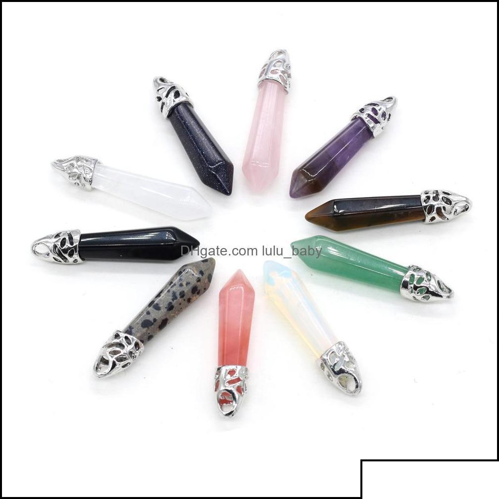 

Charms Charms Jewelry Findings Components Natural Stone Tigers Eye Rose Quartz Opal Pendum Hexagonal Pendants Diy Necklace Making Dr Otpru