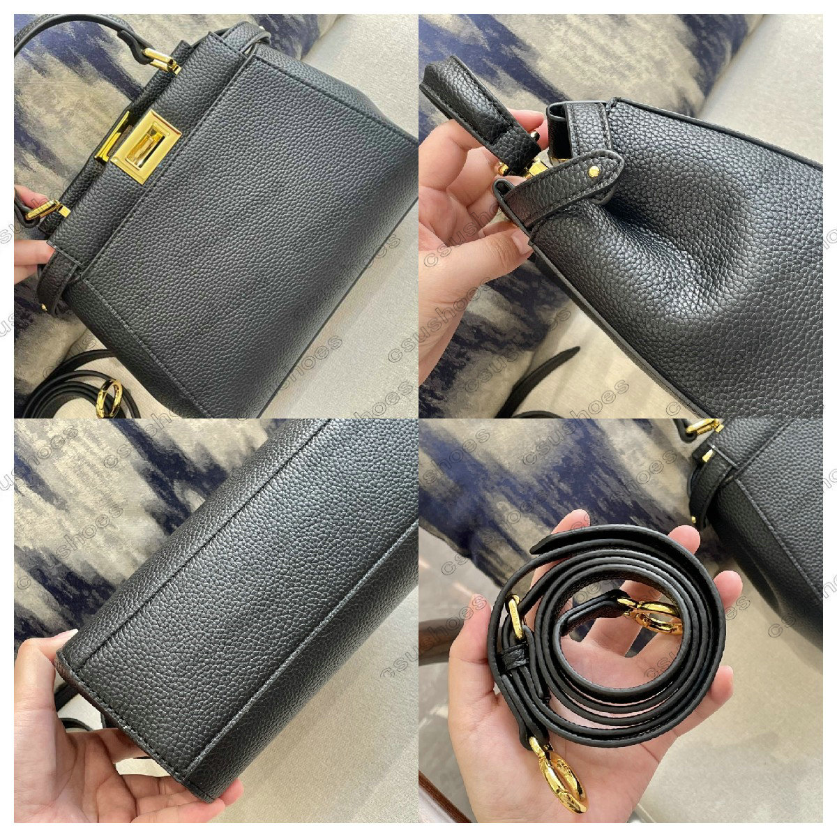 

Peekaboo Iseeu Bag ROMA Womens Black Selleria Bags MESSENGER Shoulder Cuoio Romano Leather CrossBody Pouch Iconic Peekaboo A Single Controller Cross Body Handbag