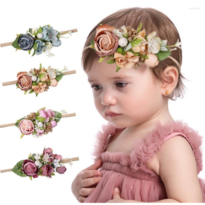 

Hair Accessories Fashion Flower Headband Florals Born Baby Princess Hairbands Po Shooting Props Children Nylon 0-4years, 05 blue